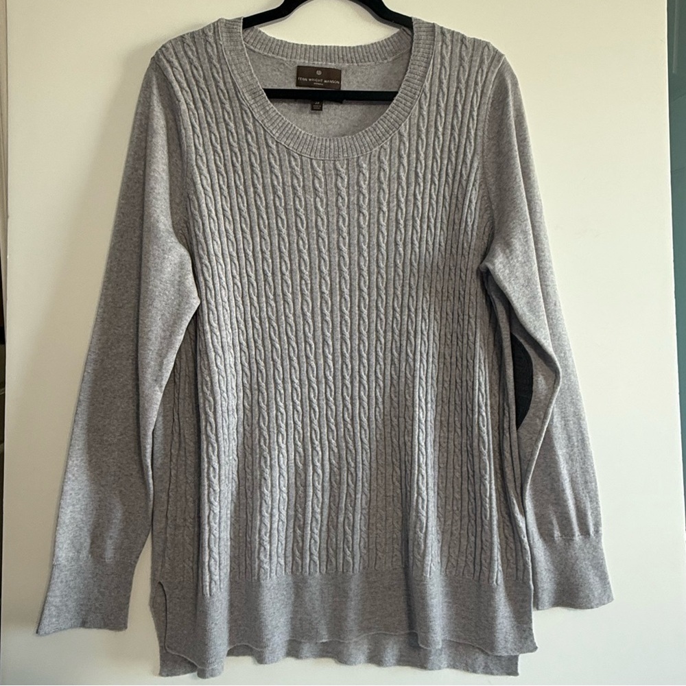 Fenn Wright Manson 100% Extra Fine Merino Wool Knit Round Neck Sweater Gray 2X